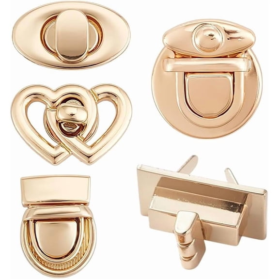 5 Styles Turn Lock Clasp Purse Clutch Buckle Fasteners Wallet Buckle Purse Alloy Clasp Locks Heart Hardware Clip Clasp Buckles