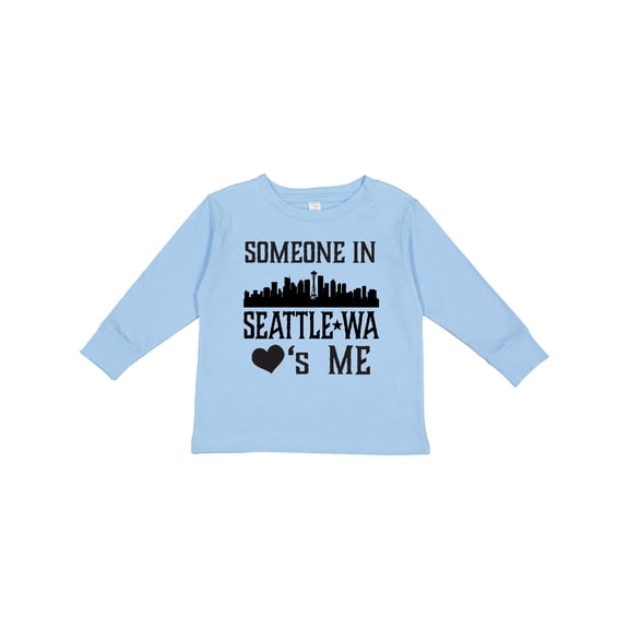 Inktastic Seattle Washington Someone Loves Me Skyline Boys or Girls Long Sleeve Toddler T-Shirt