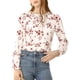 thumbnail image 5 of Blusa de manga rizada para mujer INSPIRE CHIC, con cuello fruncido, lazo autoajustable, elegante, de gasa floral, talla S, 5 of 6