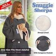 Snuggie Wearable Blanket With Sleeves & Pockets, Sherpa, One Size, Charcoal, 71 x 54