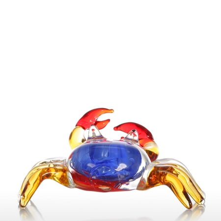 Tooarts Flower Crab Gift Glass Ornament Animal Figurine