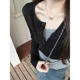 thumbnail image 3 of Camiseta de manga larga ajustada para mujer, cuello corto medio abierto, abotonada, prenda interior de dos piezas falsa, prenda superior versátil de principios de otoño, 3 of 4