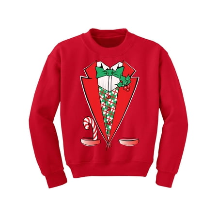 Ugly Christmas Sweater Bow Dress Awkward Styles Ugly Christmas Sweater for Boys Girls Kids Youth Funny Xmas Tuxedo Sweatshirt ()