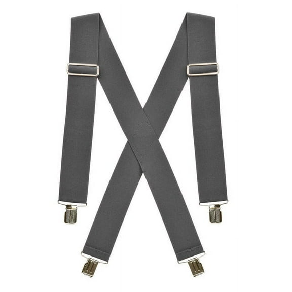 Hold’em Suspenders for Men Heavy Duty for Big and Tall Adult - Grey - 2X