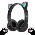 thumbnail image 3 of Auriculares inalámbricos Cat Ear, control de plegable, sonido envolvente, , auriculares con cancelación de ruido con micrófono para TV, - Negro, 3 of 8