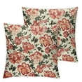 thumbnail image 2 of JRXY Vintage Flower Pillow Covers  Set of 2 Coral and Cream Floral Outdoor Decorative Throw Pillows Peach Small Floral Print Rustic Farmhouse Pillowcases  Cushion Covers for Couch 18x18in, 2 of 6