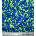thumbnail image 1 of Soimoi Blue Rayon Fabric Jasmine Leaves Printed Fabric 1 Yard 42 Inch Wide, 1 of 3