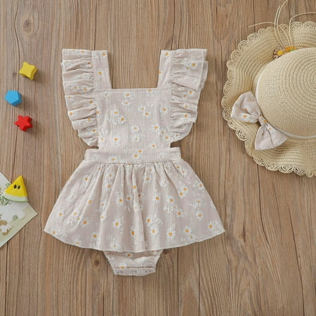 

NEGJ Ruffled Romper Bodysuit Floral Dress Baby Summer Girls Daisy Girls Romper&Jumpsuit
