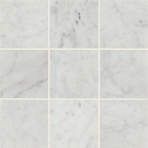 Monet Honed White Carrara Marble 4'' x 4'' Tile