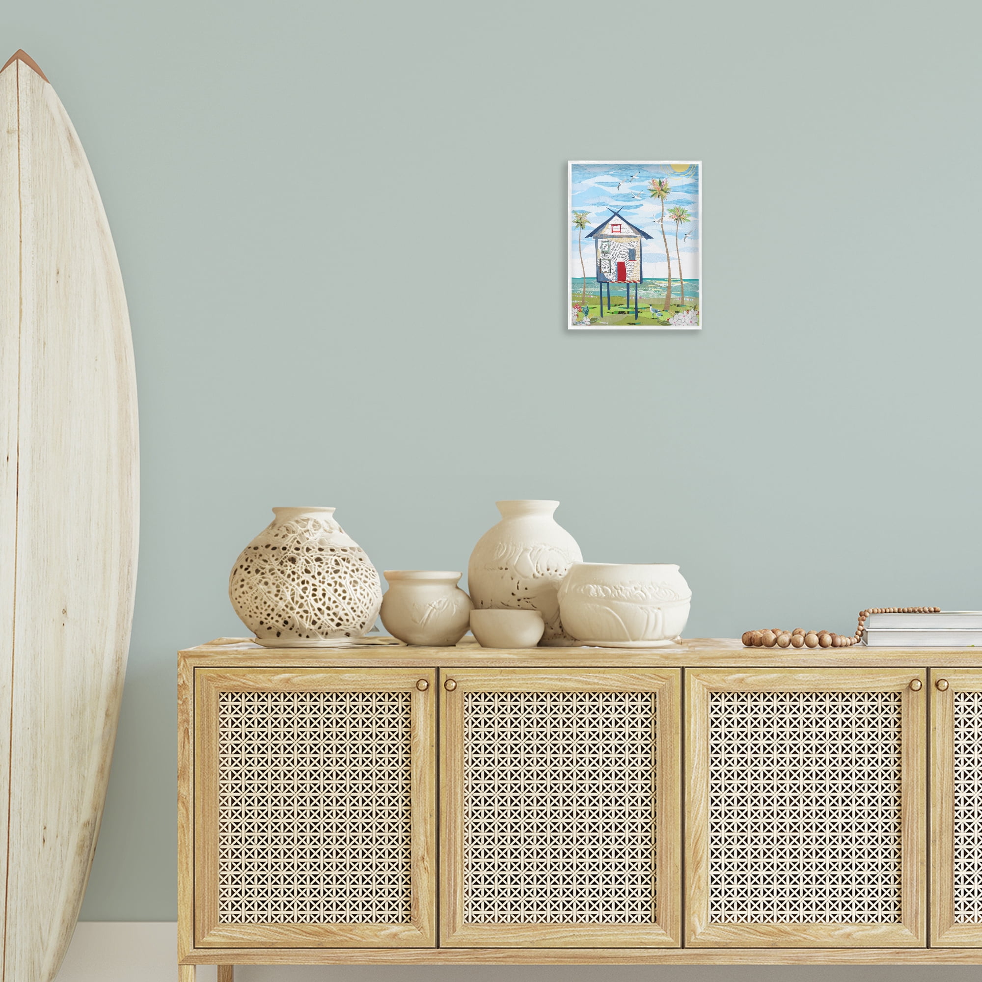 Stupell Industries Beach Vacation Getaway Coastal Painting White Framed Art Print Wall Art, 11 x 14