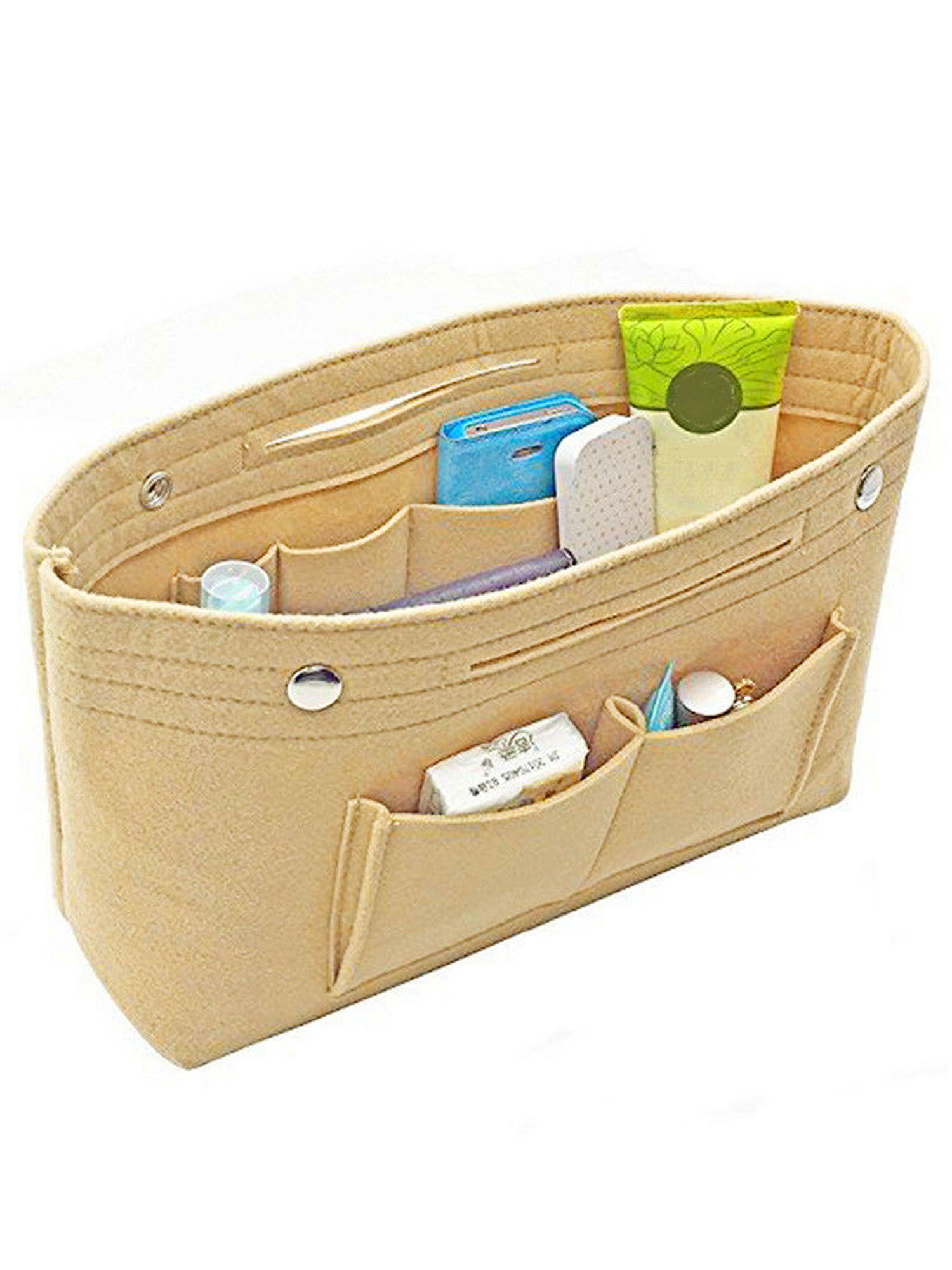 Portable Felt Fabric Purse Handbag Organizer MultiPocket Insert Bag Travel Case 