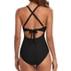 thumbnail image 2 of Traje De Baño De Una Pieza Traje de baño de una pieza Push Up para mujer Traje de baño de retazos de color en contraste (M Negro), 2 of 9