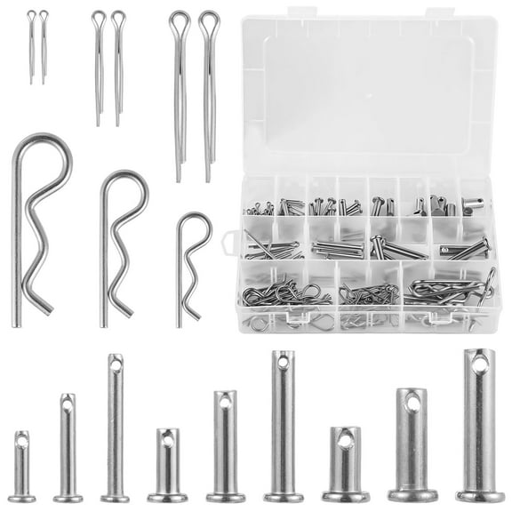 122 Pcs Pins Assortment Kit, Including M4 M6 M8 Clevis Pins with M1.5 M2 M3 Cotter Pins and R Clips, 15 Size 304 Stainless Steel Pin Fasteners for Automotive, Trucks
