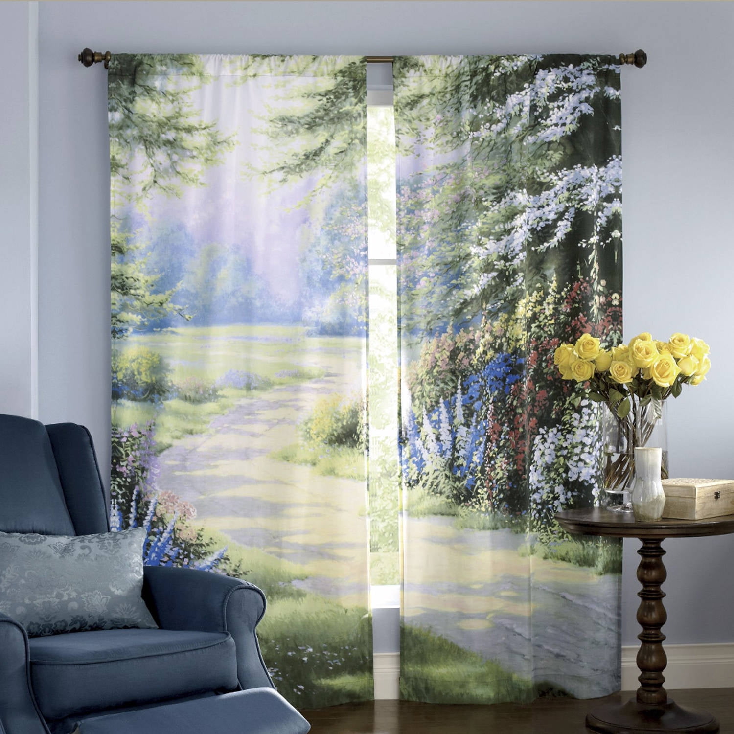 Art Mural Curtain Window Panel, Pair, 72" x 84"