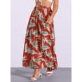 thumbnail image 3 of DARING DIVA Women's Floral Skirt Elastic High Waist A-line Maxi Boho Skirts XS Red, 3 of 6