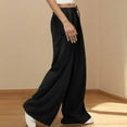 thumbnail image 3 of LLYWEY Wide Leg Flowy Pants for Women Solid Elastic High Waisted Drawstring Casual Loose Long Pants Trousers with Pockets LL-5 Black XL, 3 of 8