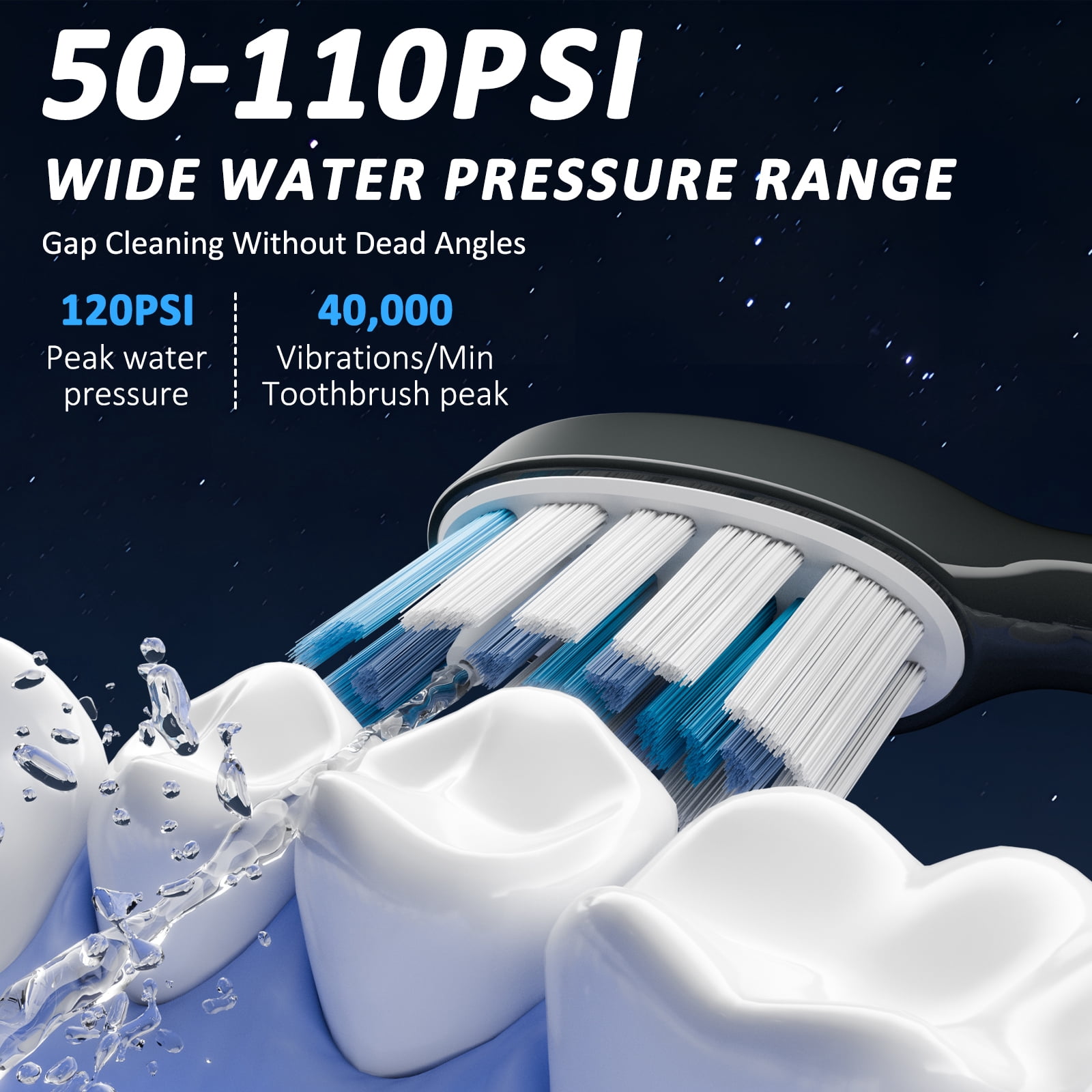 Marchpower Electric Toothbrush with Water Flosser, 3 in 1 Teeth Cleaning Kit, Flosses Vibrates & Oscillates,Portable 7 Modes Toothbrush & Flosser Combo