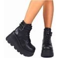 thumbnail image 2 of Women's Chunky Platform Combat Booties | High Wedge Heel, Side Zipper & Lace-Up Ankle, 2 of 7