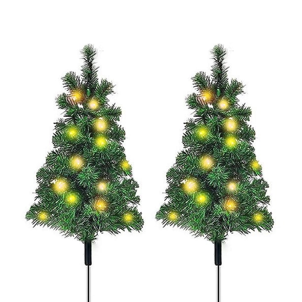 SGACAI Luces solares para árbol de Navidad, decoraciones para exteriores, mini árbol de Navidad pequeño de 30,1 pulgadas con luces, luces solares para árbol de Navidad para exteriores, árbol de Nav