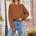 thumbnail image 6 of Mlzmgr Sweaters for Women Cropped Crewneck Pullover Drop Shoulder Casual Long Sleeve Tops Fall Fashion, 6 of 9