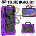 thumbnail image 3 of Case for Samsung Galaxy Tab S10 Lite/S10 FE/S9 FE/S9, 360 Rotating Stand Handle Pencil Holder Shoulder Strap Heavy Duty Shockproof Cover, Purple, 3 of 7