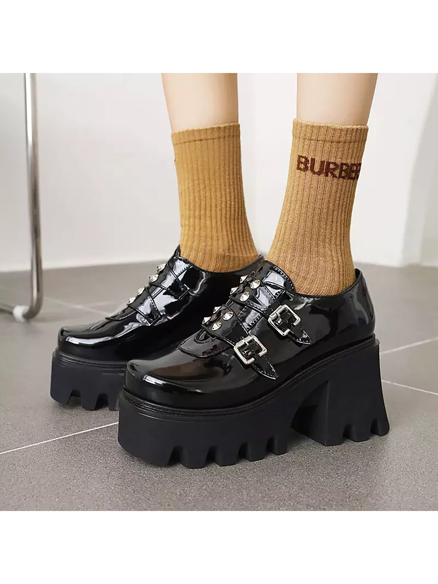 Ladies Women's Punk Ankle Strappy Chunky Platform Lolita Cute Cosplay Shoes Size 