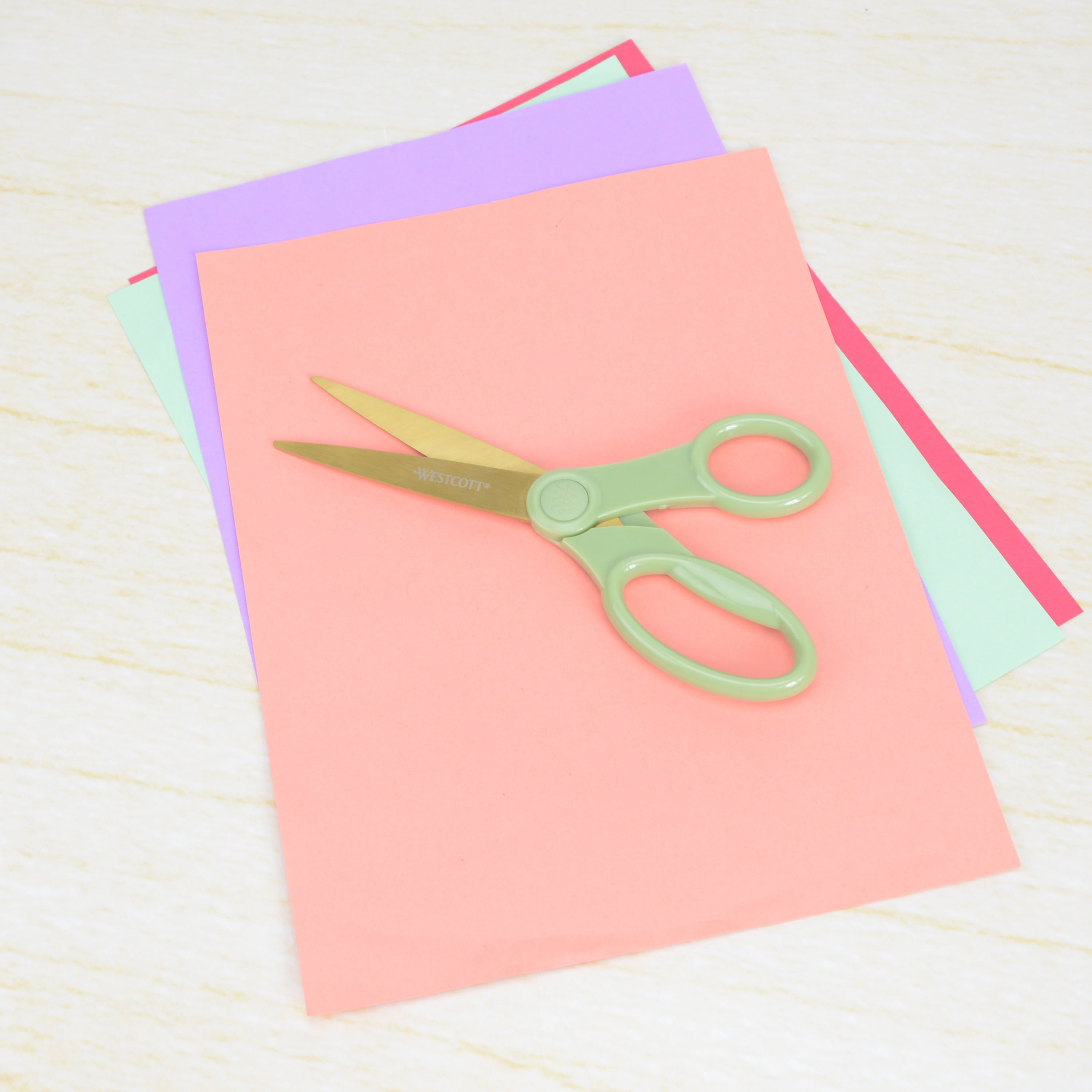 Westcott 8" Titanium Fashion Scissors with Gold Blades and Sage Green Handle, 1-Count