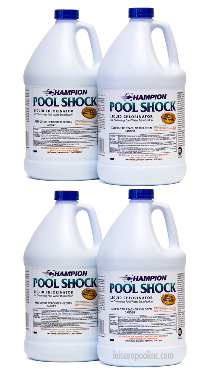 1 Case | Champion Liquid Chlorine Pool Shock, 12.5% Sodium Hypochlorite, NSF 50/60 Certified