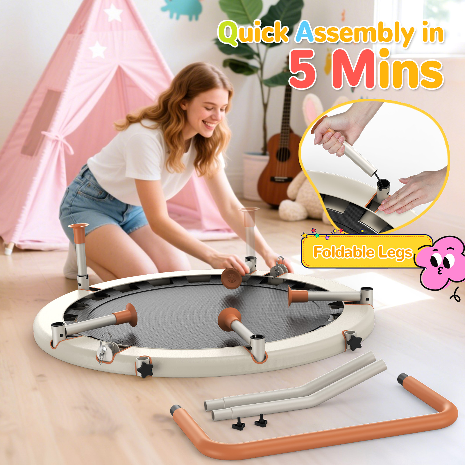 BCAN 36-Inch Mini Toddler Trampoline with Foam Handle photo 5