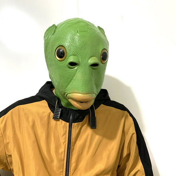 Máscara de múrloc para cosplay, pez verde, látex, accesorio para disfraz