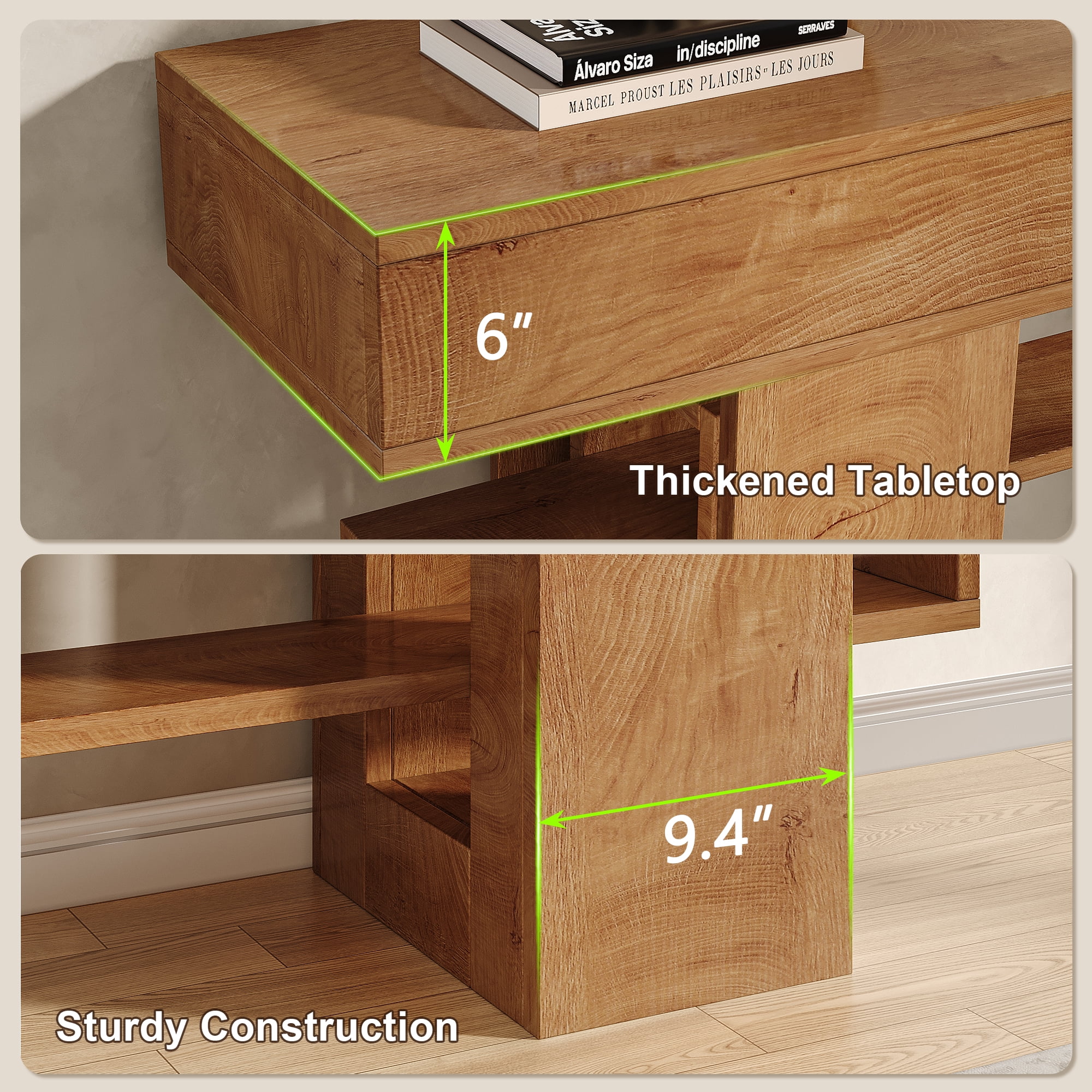 Frmobepts Console Table, Farmhouse 63" Long Narrow Entryway & Sofa Tables for Hallway, Tall Accent Table Behind Couch for Foyer Living Room,Oak