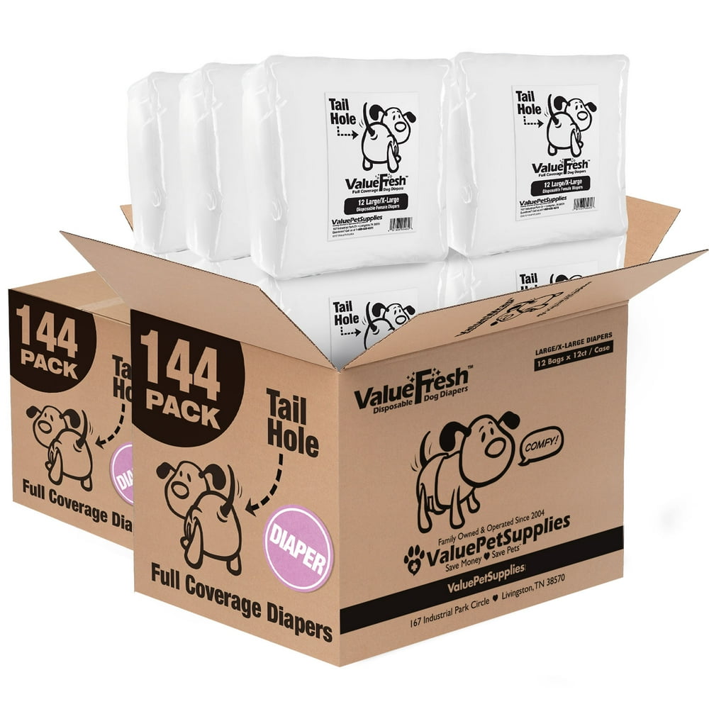 ValueFresh Disposable Diapers for Female Dogs, Large/XLarge, 288 Count