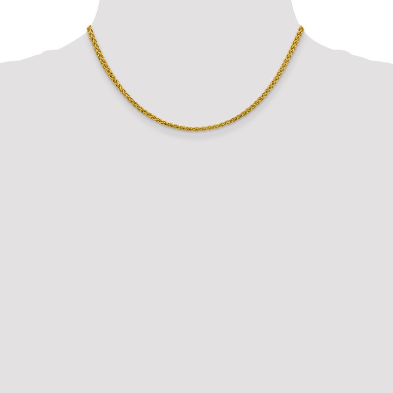 14K Yellow Gold Round Wheat Chain Necklace 16 18 