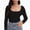 Black, variant on Women's Scoop Neck Long Sleeve Slim Fitted Casual Basic Crop Top