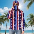 thumbnail image 2 of Independence Day Sun Protection Hoodie for Mens，Summer American Flag Printed UV Spf Tee Shirts Sun-Protective Clothing Quick Dry Athletic Stretch Patriotic Tops Workout Running Golf Clothes, 2 of 7