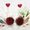 thumbnail image 2 of Heart Pom Pom Earrings for Women Colorful Faux Fur Fluffy Pom Earrings Long Chain Soft Pom Ball Tassel Dangle Drop Earrings Fluffy Love Heart Stud Earrings Party Jewelry Gift, 2 of 9