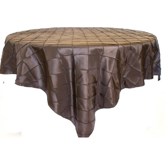 Wedding Linens Inc. 85" x85'' Square Pintuck Taffeta Seamless Linen Table overlay for Party Wedding Reception Catering Dining Home Table overlay Linens - Chocolate