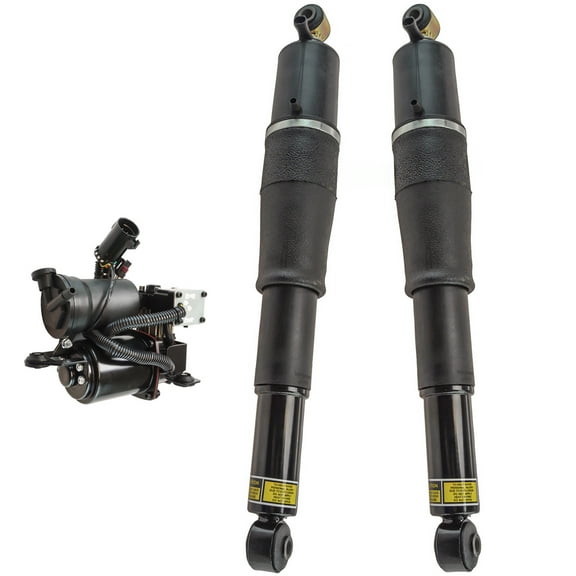 TRQ 3 Piece Air Suspension Kit Rear Shock Assemblies w/ Compressor for Chevy GMC PAA80069