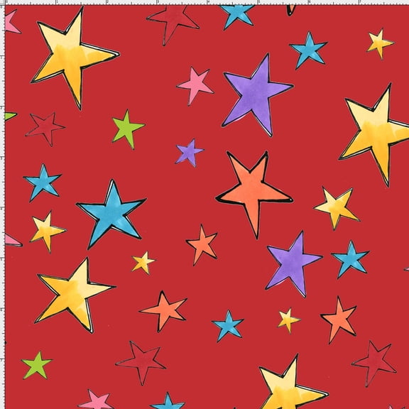 Stars Red Fabric Yard
