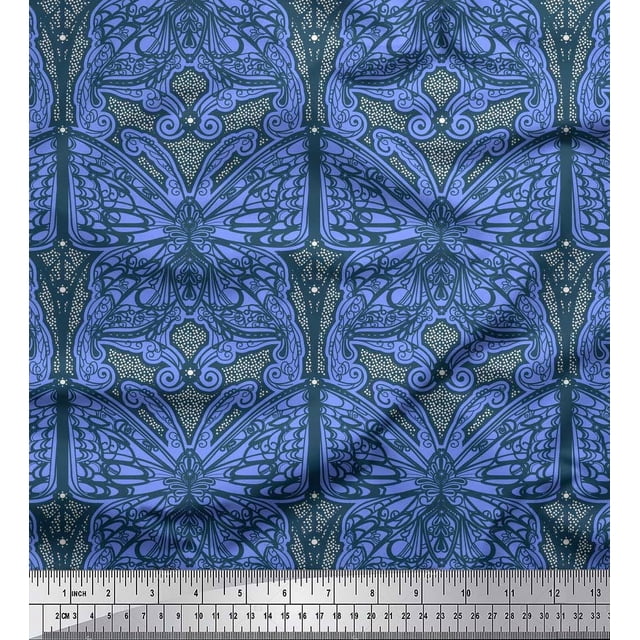 Soimoi Rayon Fabric Dot & Artistic Butterfly Print Fabric by Yard 42 Inch Wide