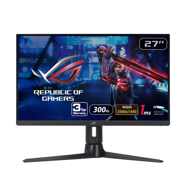 Asus ROG Strix 27” 1440P Gaming Monitor (XG27AQMR) - 27”, QHD (2560 x 1440), Fast IPS, 300Hz, 1ms, G-Sync Compatible, FreeSync Premium Pro, Extreme Low Motion Blur Sync, DisplayPort, DisplayHDR 600