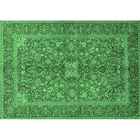 Ahgly Company Indoor Rectangle Medallion Emerald Green Traditional Area Rugs, 2' x 5'