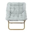 thumbnail image 5 of Emma + Oliver Oversized Faux Fur Folding Saucer Chair for Dorm, Bedroom, Gray Faux Fur/Soft Gold Frame, 5 of 13