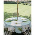 thumbnail image 3 of Outdoor Tablecloth with Umbrella Hole Zipper Blooms White Floral Round Tablecloth 54" Waterproof Outside Table Cloth Spring Floral Garden Patio Table Cover Tablecloths for Picnic Party, 3 of 8