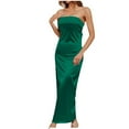 thumbnail image 2 of Pisexur Robe à Manches Courtes à Col en V pour Femme, Décontractée, Couleur Unie, Poitrine Enveloppée, Dos Élastique, Robe en Satin pour Femme, Robe, 2 of 7