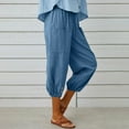 thumbnail image 4 of HomeGardon Women's Casual Lantern Tapered Harem Pants Summer Basic Baggy Slacks with Pocket Loose Fit Style Flax Ankle Trousers Womens Summer Capris,S-3XL, 4 of 6