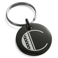 thumbnail image 1 of Stainless Steel Letter C Initial Metro Retro Monogram Engraved Small Medallion Circle Charm Keychain Keyring, 1 of 1