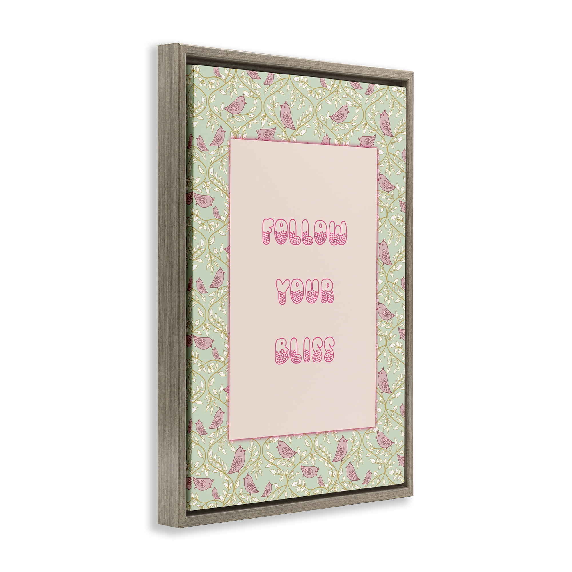 Stupell Industries Follow Your Bliss Brown Framed Floater Canvas Wall Art, design by Pooja Dave