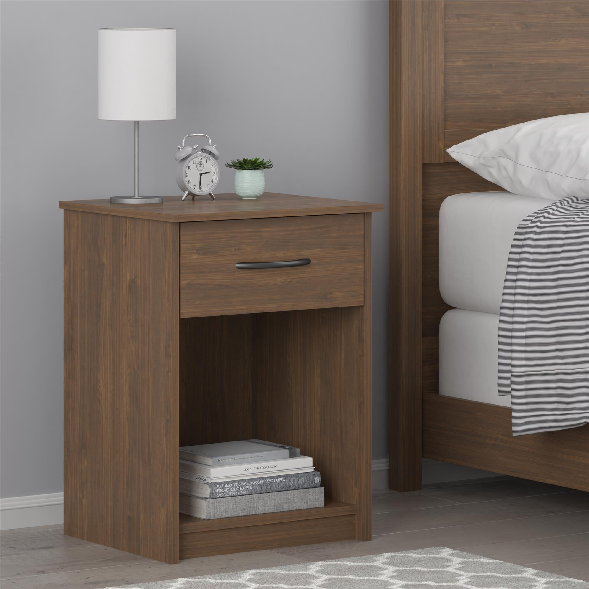 Mainstays 1 Drawer Bedroom Nightstand, Medium Brown - Walmart.com