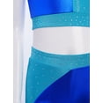 thumbnail image 7 of vastwit Kids Girls Cheerleading Outfit Sleeveless Color Block Sparkly Dance Crop Top with Gymnastics Shorts Set Royal Blue 16, 7 of 7